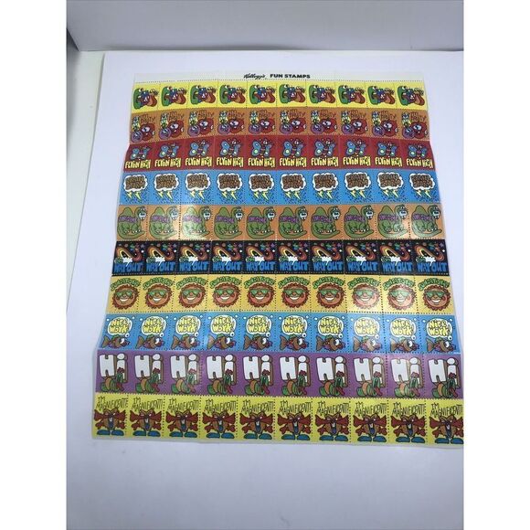 Kellogg's Cereal Fun Stamps Sheet Stickers Vintage 1980s. Rare - Picture 1 of 14
